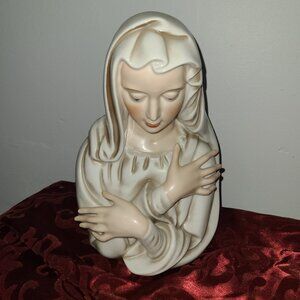 Glazed Porcelain Mother Mary / Madonna Germany Bust 9" Catholic Christian